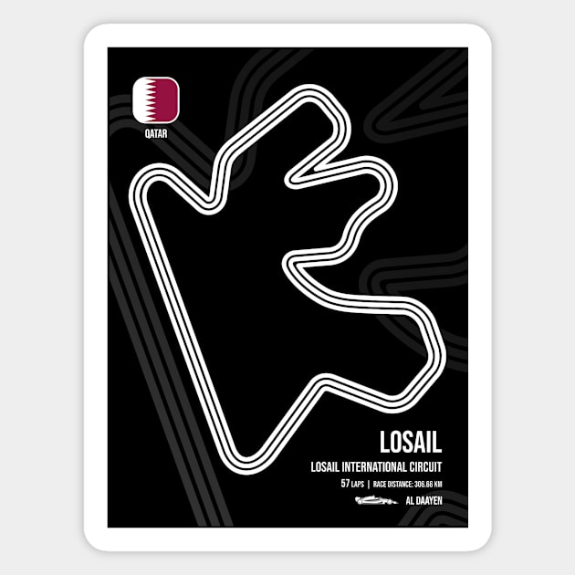 Losail Race Track (B&W) Magnet by RaceCarsDriving